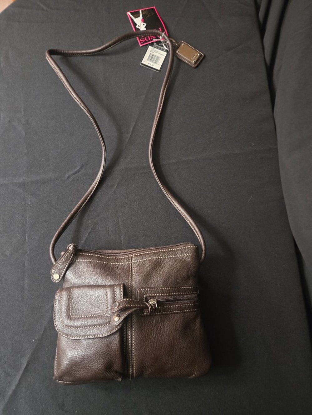 NWT Tignanello Brown Genuine Leather Multi Pocket Organizer Crossbody Bag - Picture 2 of 6